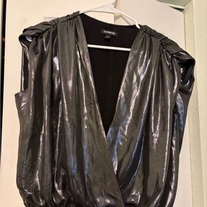 Express Shimmering Silver Blouse